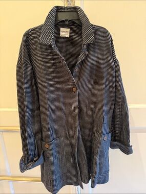 People Tree Black and White Dotted Button-Front Shirt Jacket